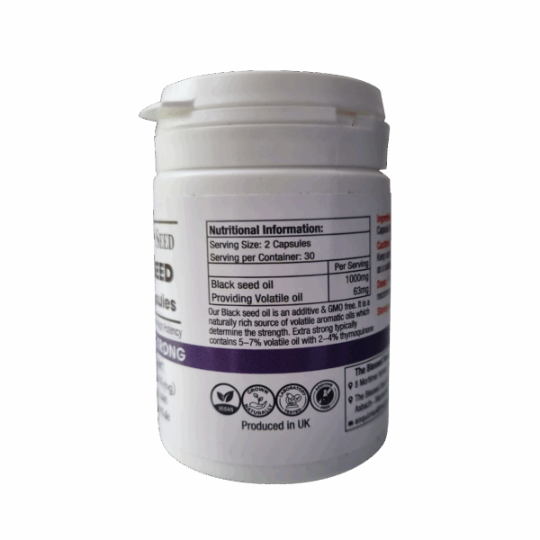 Vegan Extra Strong Black Seed Oil Capsules – 60 x 500mg - Image 2