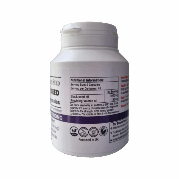 Vegan Extra Strong Black Seed Oil Capsules – 90 x 500mg - Image 2